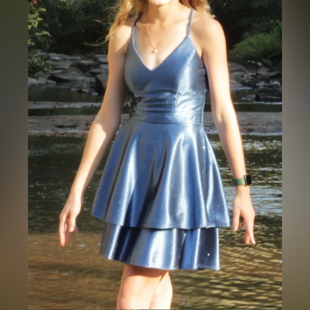 B Darlin Midnight Blue Lace Dress